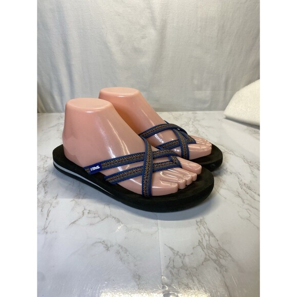 Teva Shoes - Teva Blue Double Strap Flip Flop Sandals S/N 6840 Soft Footbed  Womens Size 7